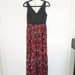 Modcloth black and red pleated maxi dress